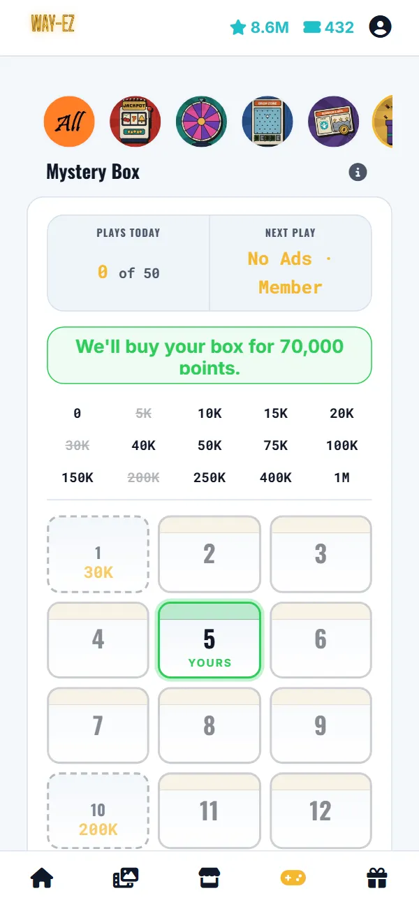 WAY-EZ in the app: Mystery Box