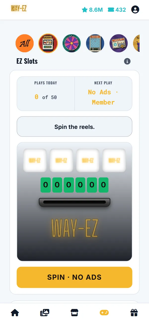WAY-EZ in the app: Slots