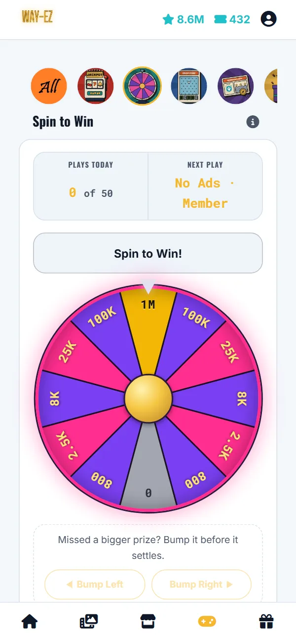 WAY-EZ in the app: Spin to Win