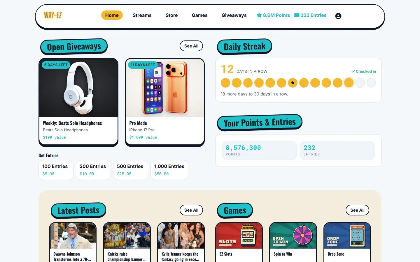 WAY-EZ's website: the home page